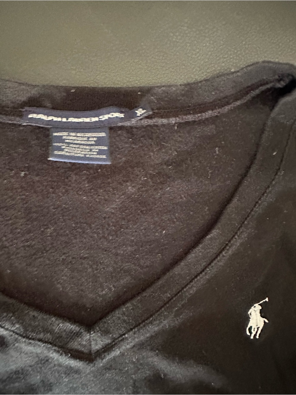 Polo by Ralph Lauren Black V-Neck Tee with White Pony - Picture 2 of 2